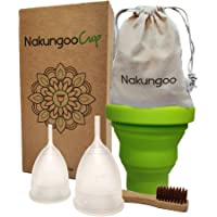 NakungooCup Copa Menstrual Kit Suave Organica Certificado 2 Copas en Talla S y L Esterilizador de Silicona Lavable Dura…